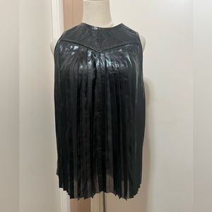 Leon Max Max Studio Black Faux Leather Pleated Sleeveless Top XS NWT.